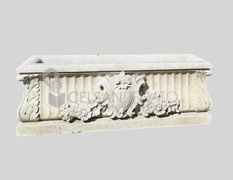 Fioriera rettangolare decorata - Pietra di Vicenza