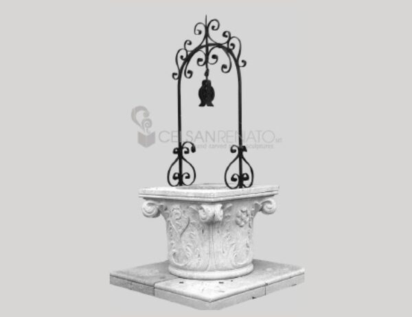 Pozzo a capitello con decorazioni a fogliame - Pietra di Vicenza