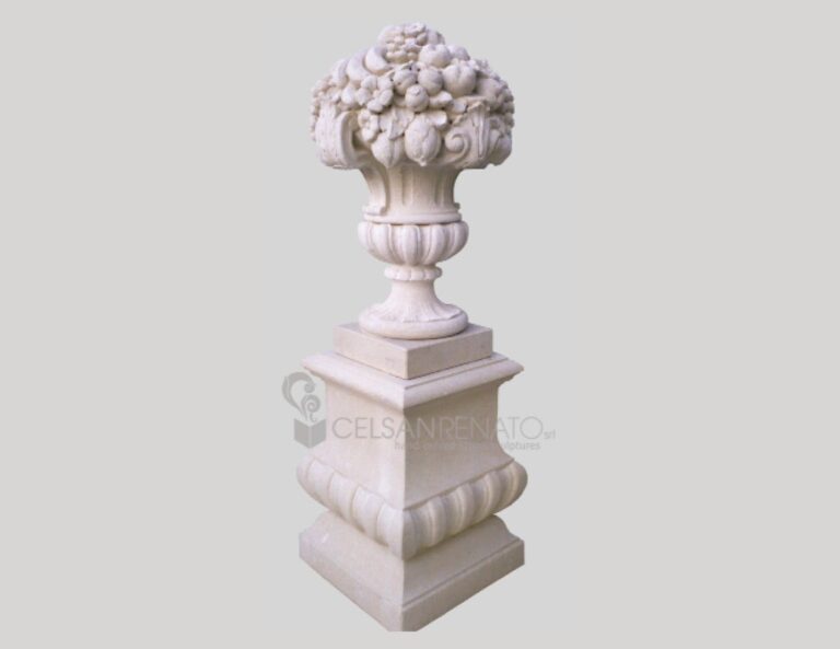 Fruit and flowers on Baroque vase in Vicenza Stone -Natural Finish